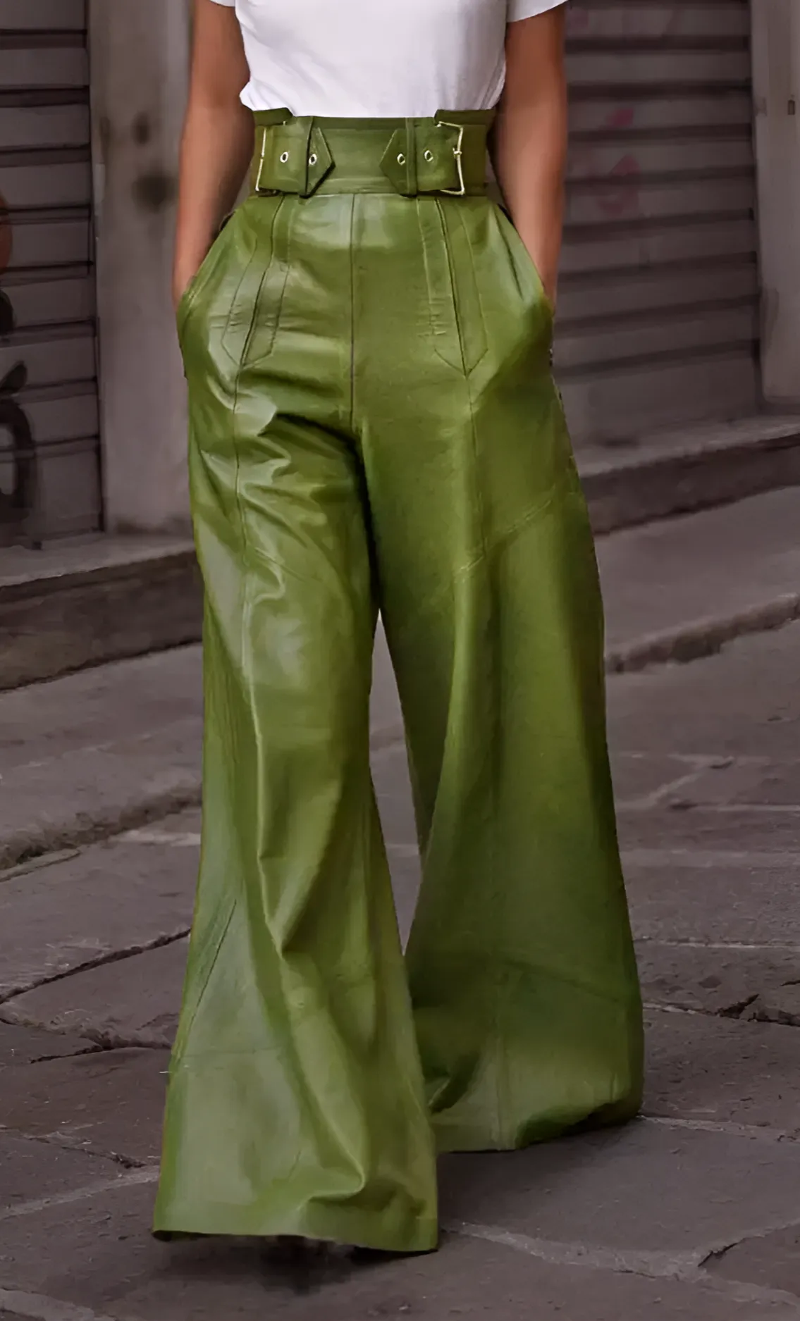 Bailey | High-Waisted Wide-Leg PU Leather Trousers