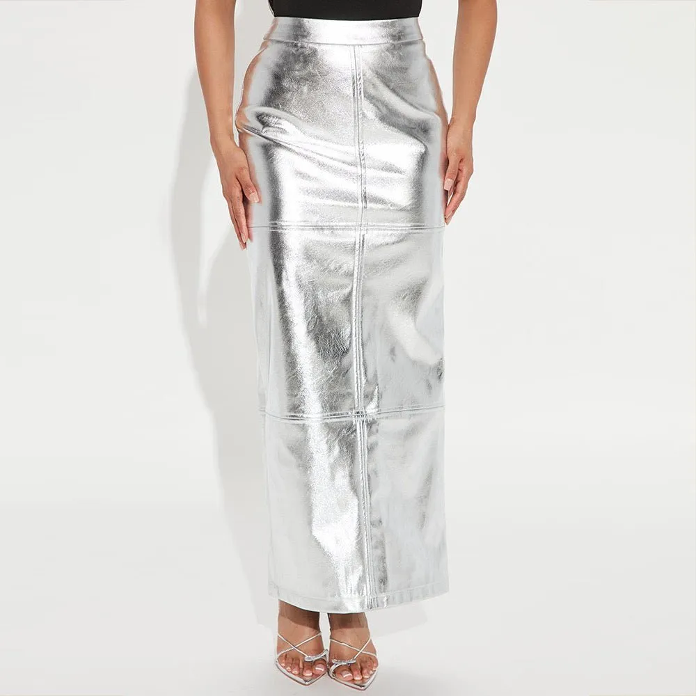 Bellini High Waist Metallic Skirt