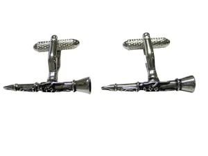 Black and Silver Toned Clarinet Musical Instrument Cufflinks