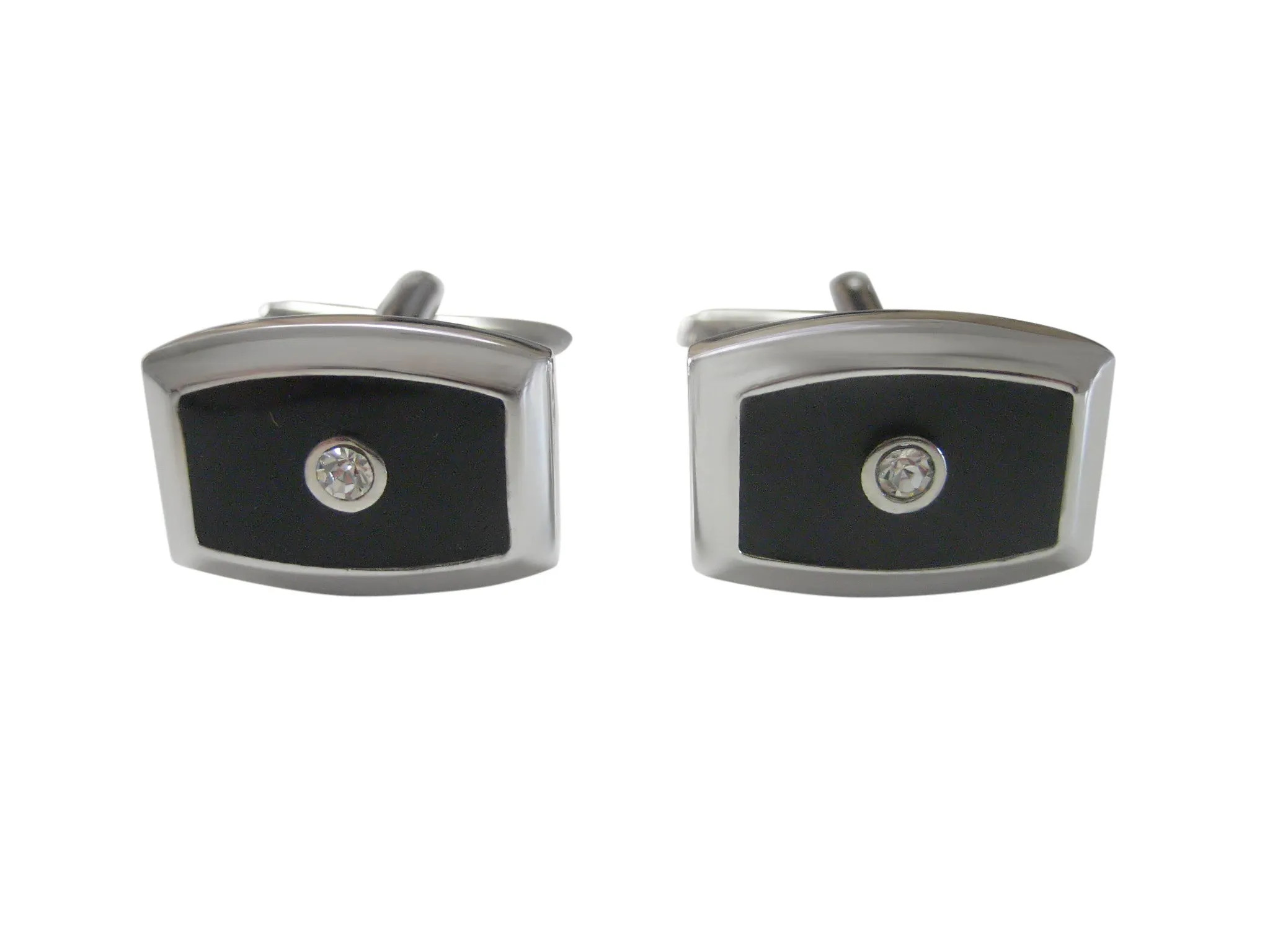 Black Design with Center Crystal Cufflinks