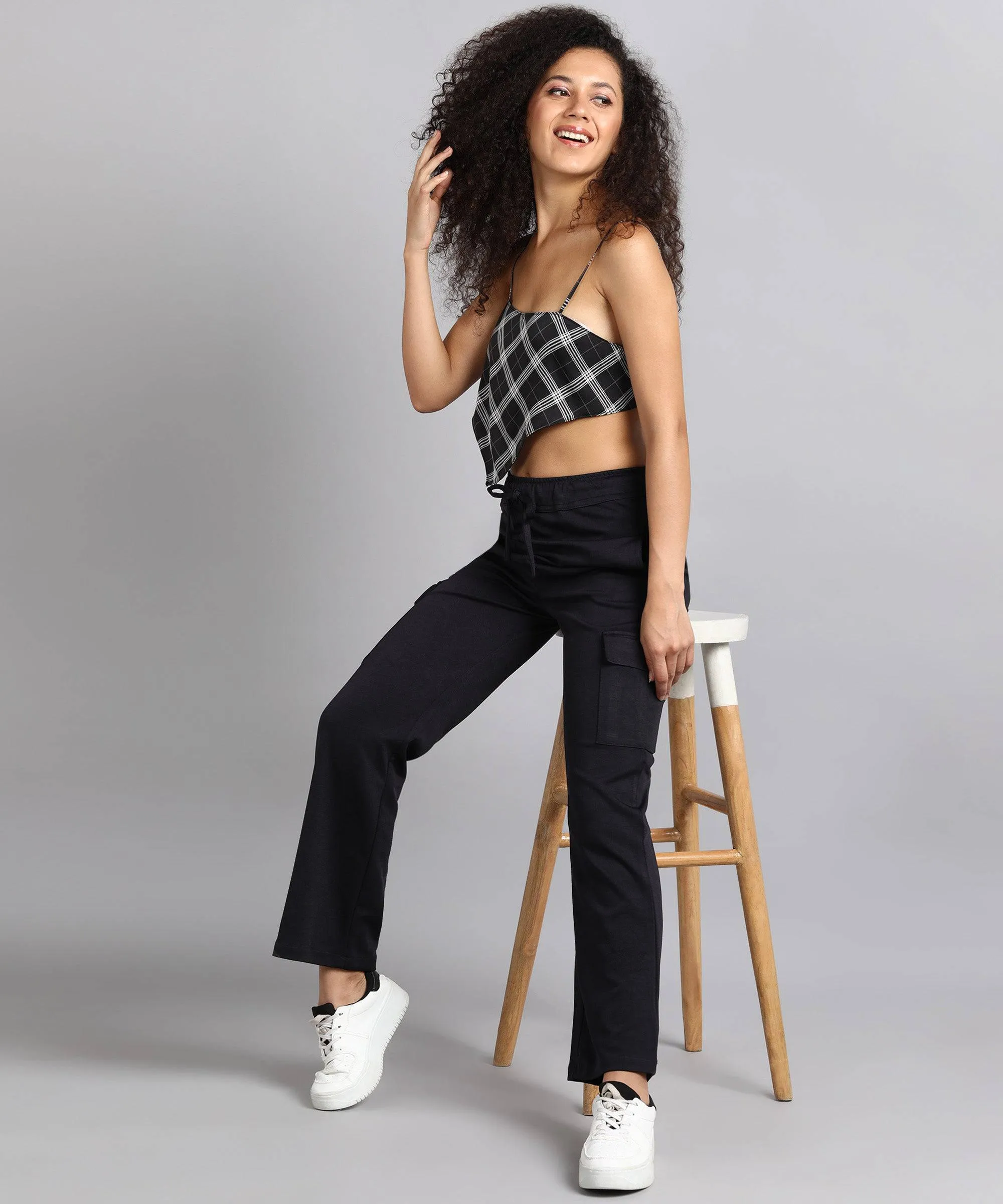 Casual High-Waisted Parallel Cargo Pants