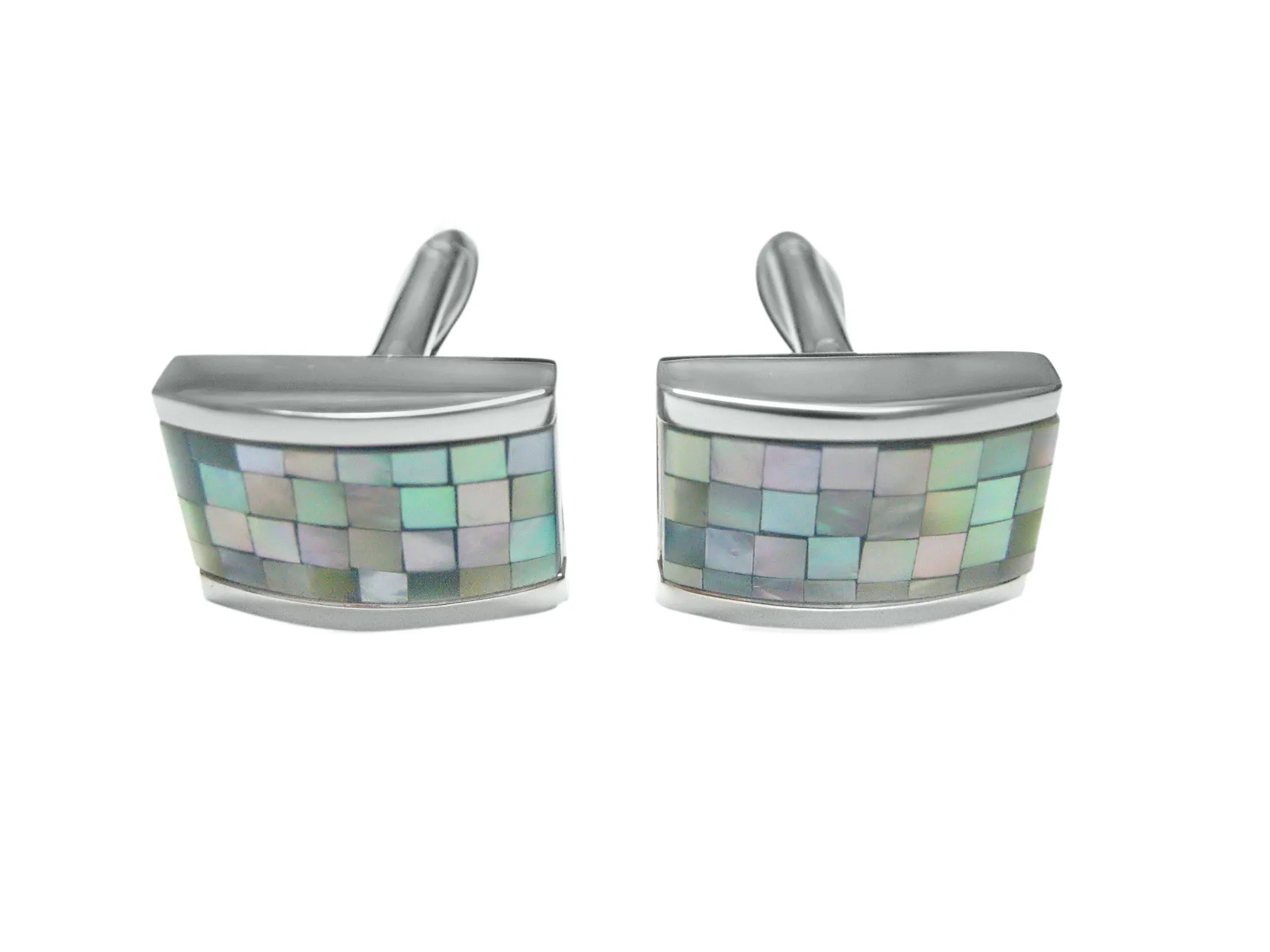 Curved Shell Mosaic Design Cufflinks