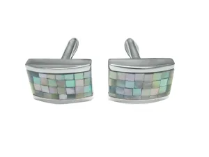 Curved Shell Mosaic Design Cufflinks