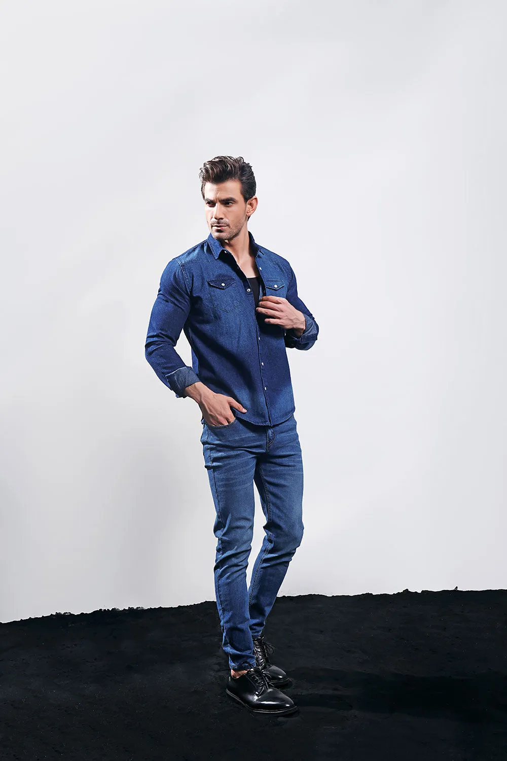 Dark Blue Denim Shirt