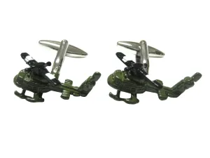 Dark Green Huey Helicopter Airforce Cufflinks
