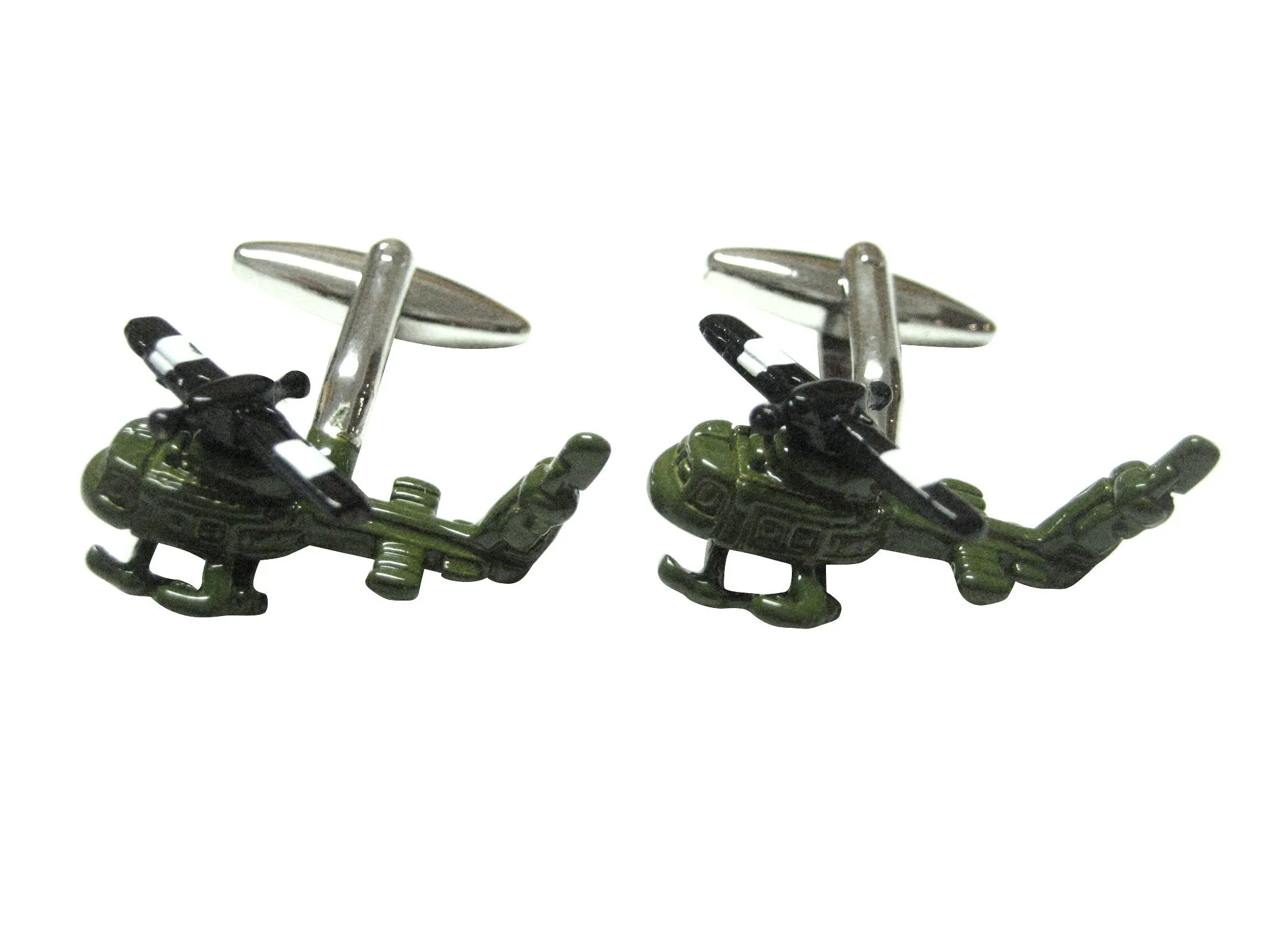 Dark Green Huey Helicopter Airforce Cufflinks