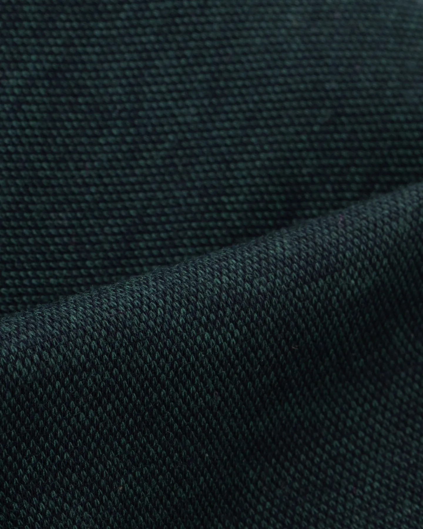 Dark Green Piqué Spread Collar Shirt
