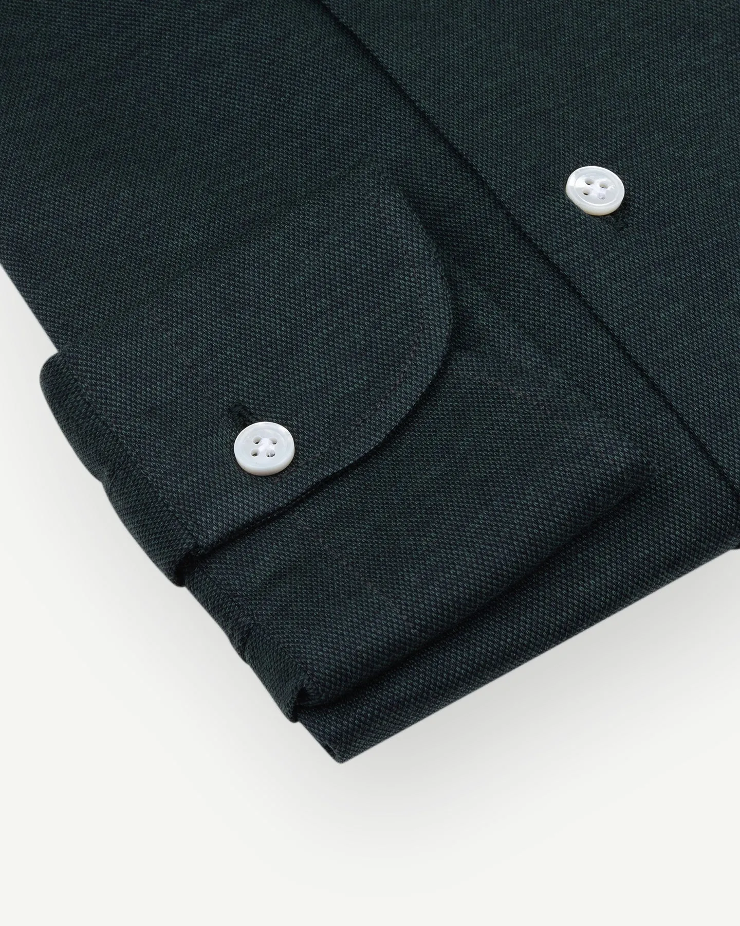 Dark Green Piqué Spread Collar Shirt