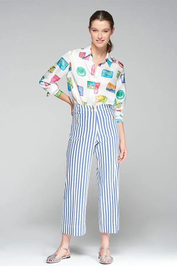 DORIN STRIPED STRAIGHT TROUSERS