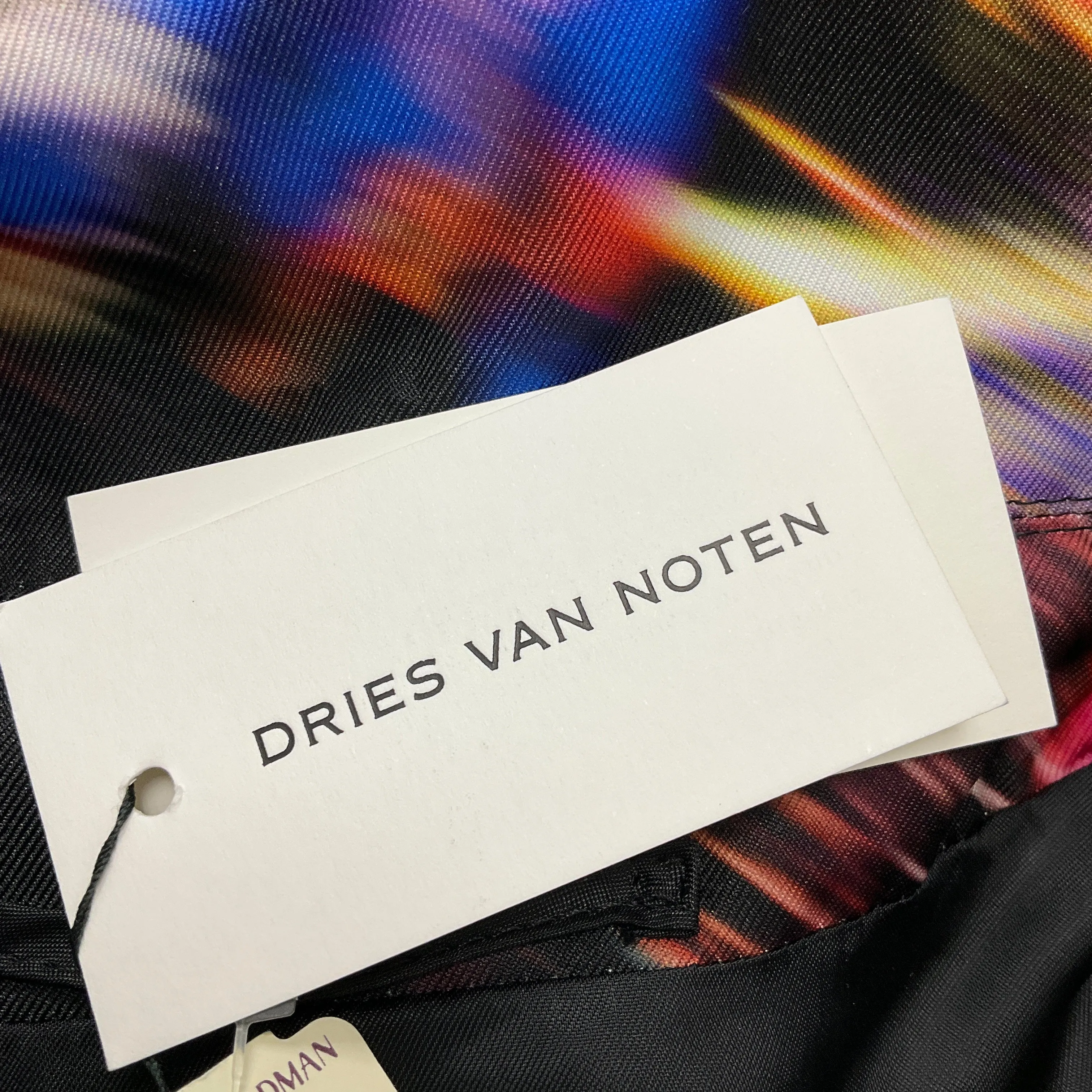 Dries Van Noten Black Multi Romano Firework Print Coat