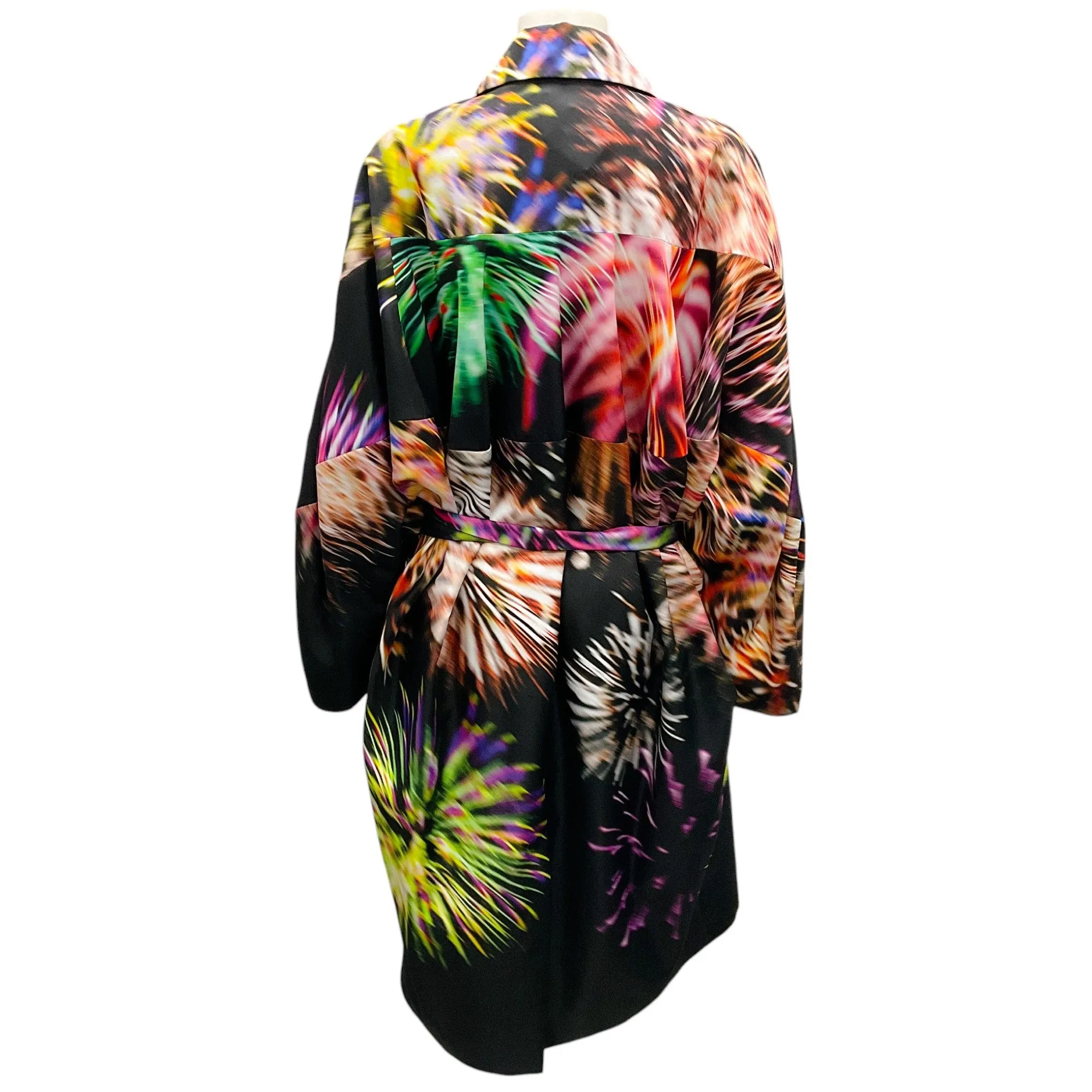 Dries Van Noten Black Multi Romano Firework Print Coat