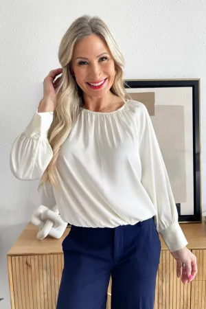 Elastic Shirring Bubble Hem Blouse
