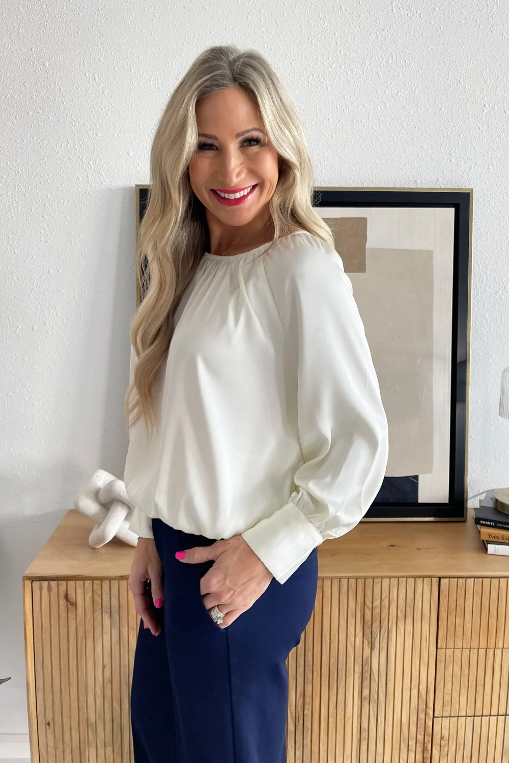 Elastic Shirring Bubble Hem Blouse