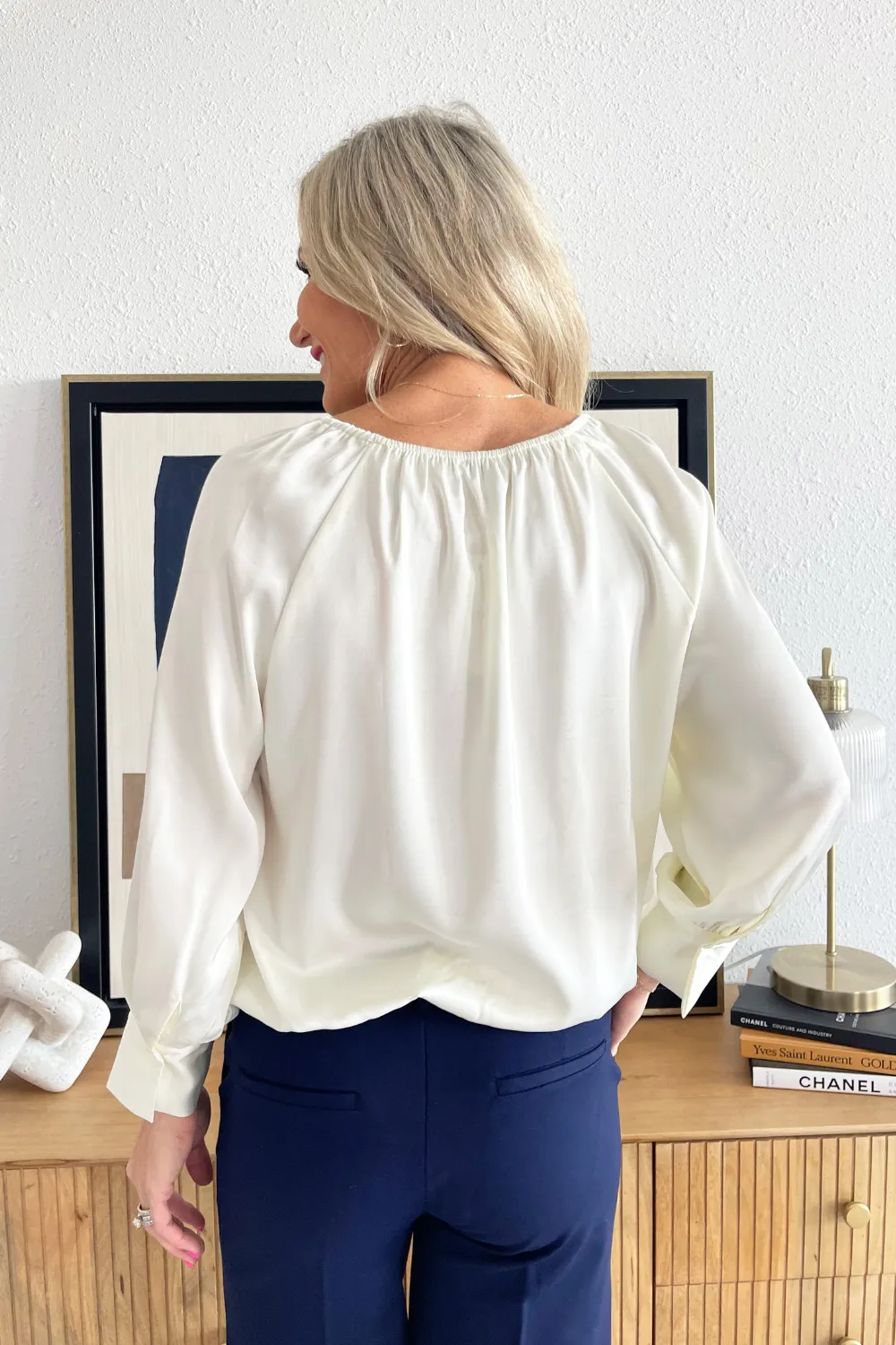 Elastic Shirring Bubble Hem Blouse