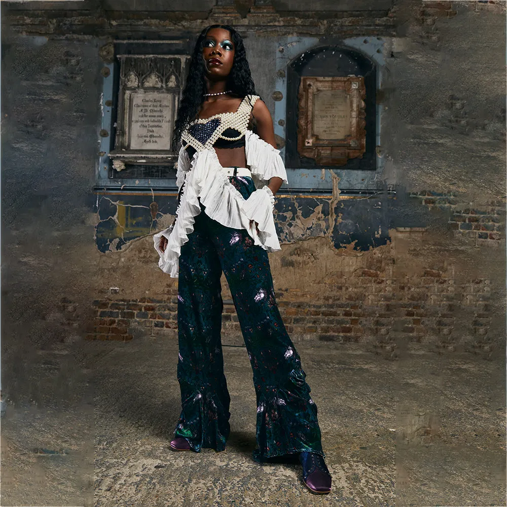 Elodie Silk Velvet in Mystic Rabbit Print