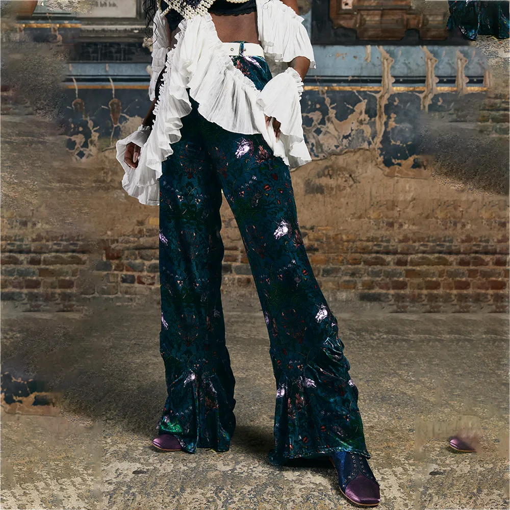 Elodie Silk Velvet in Mystic Rabbit Print