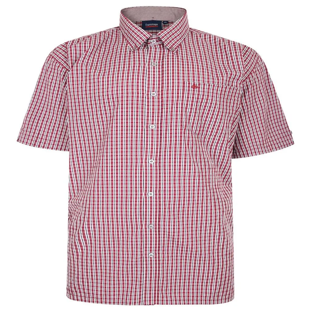 Espionage Asstd S/S Button Down Collar Check Shirts With Single Chest Pocket in 6XL-8XL