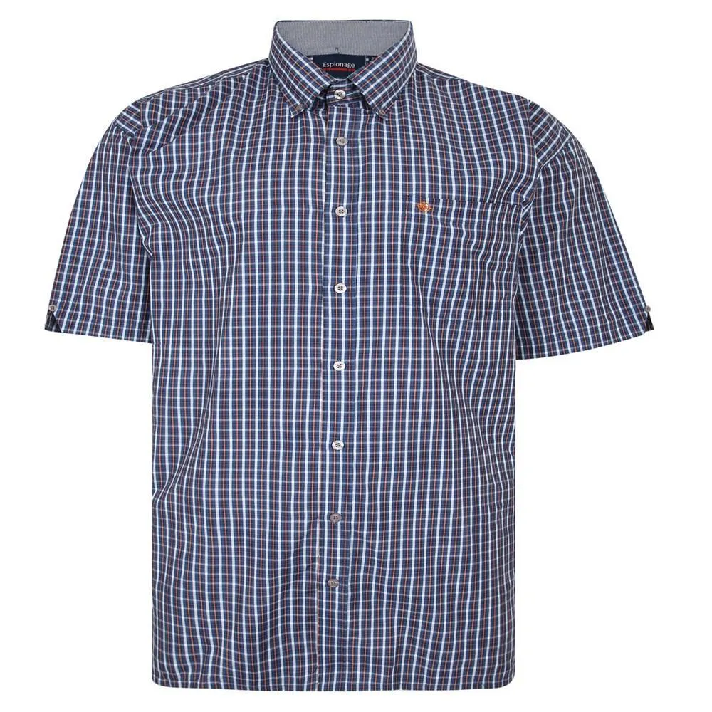 Espionage Asstd S/S Button Down Collar Check Shirts With Single Chest Pocket in 6XL-8XL