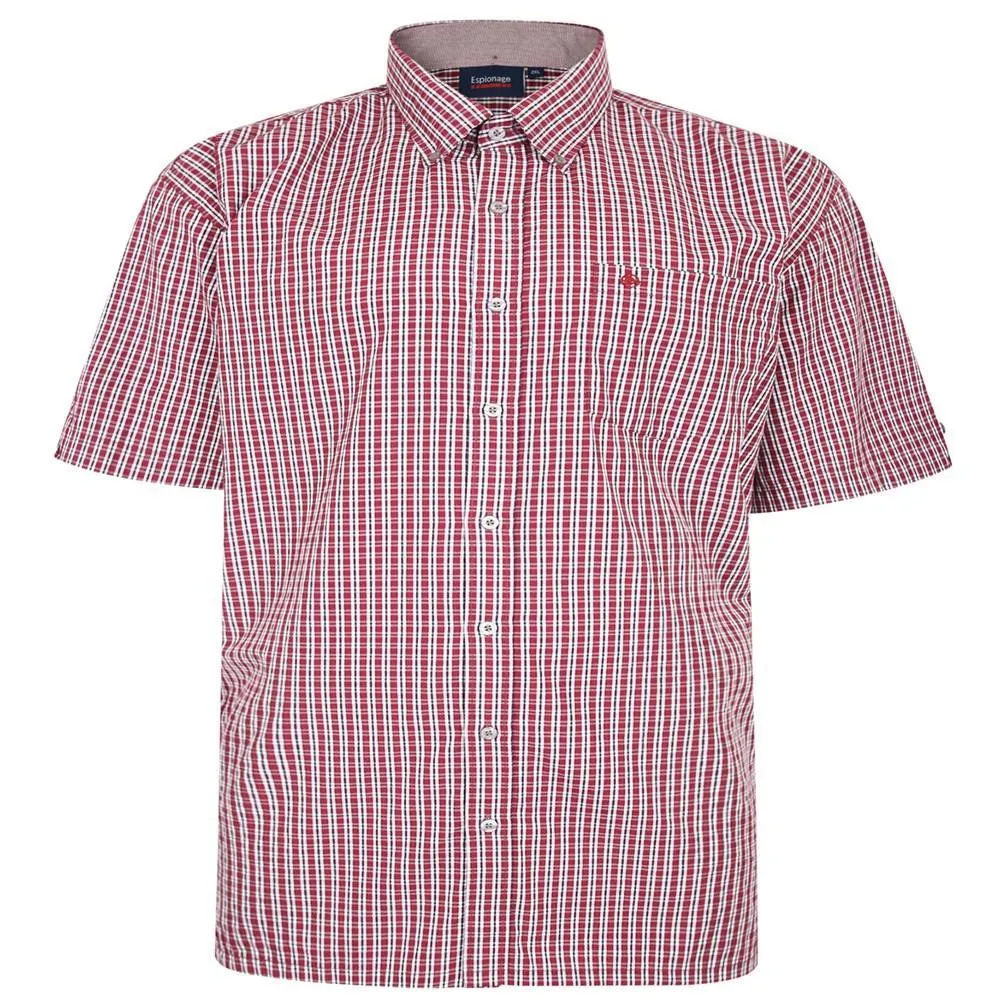 Espionage Asstd S/S Button Down Collar Check Shirts With Single Chest Pocket in 6XL-8XL