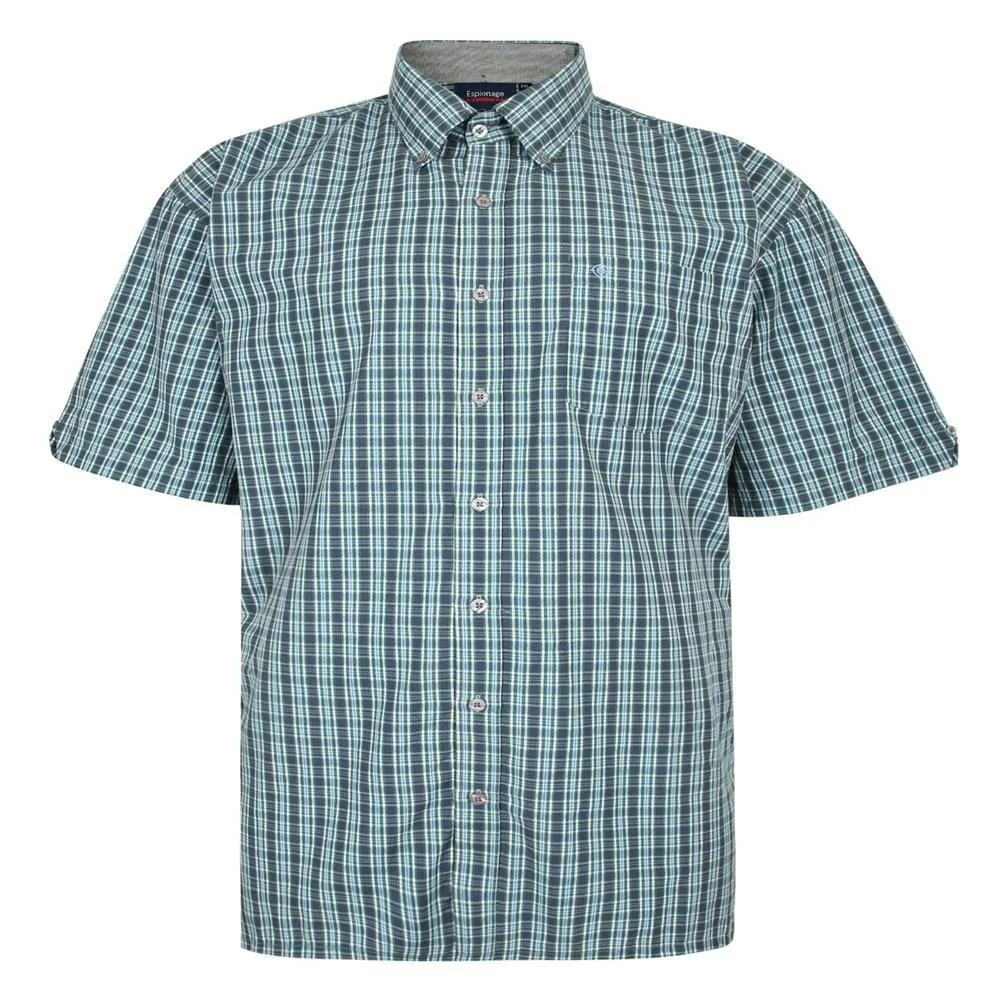 Espionage Asstd S/S Button Down Collar Check Shirts With Single Chest Pocket in 6XL-8XL