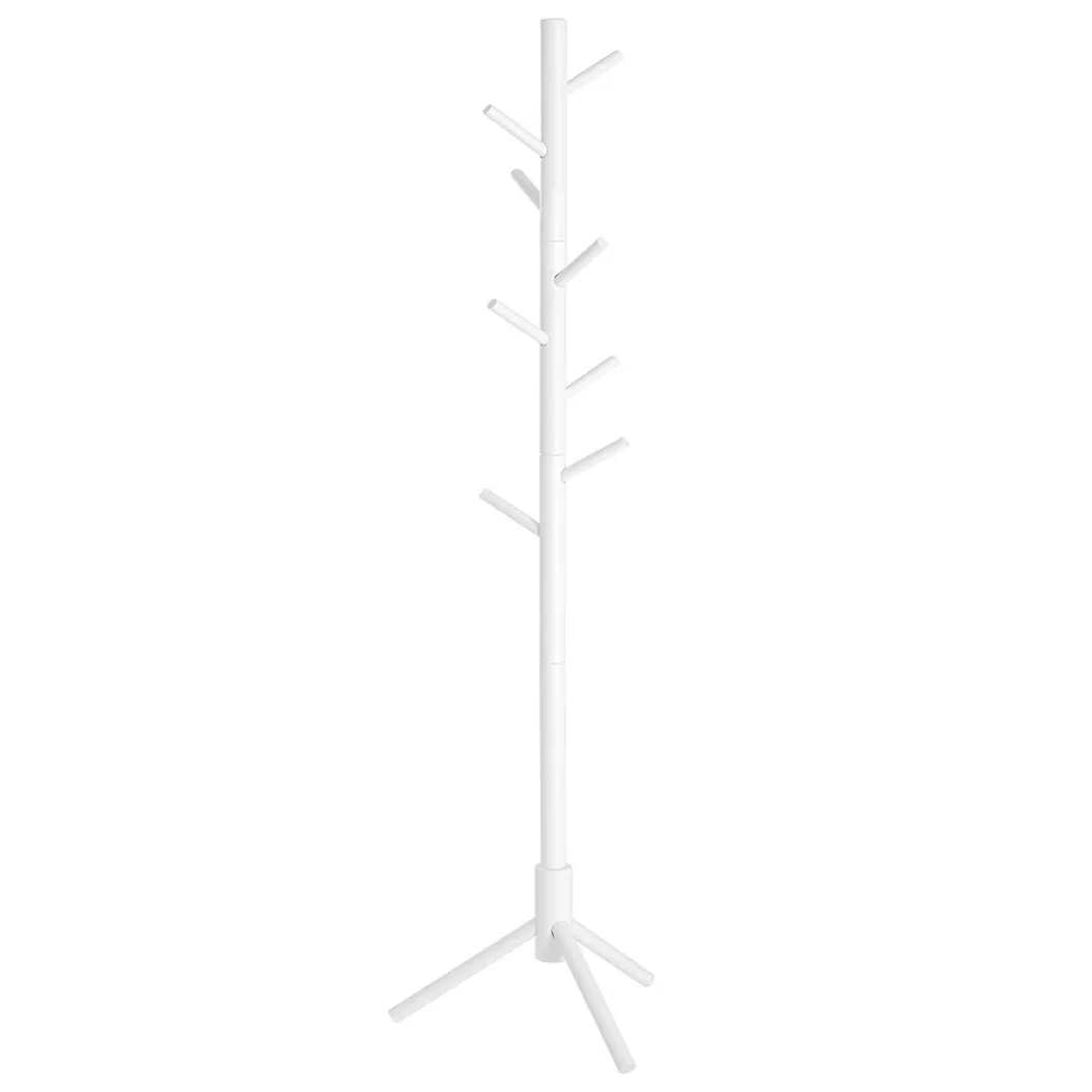 Free Standing Solid Wood Coat Rack - White