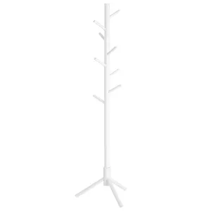 Free Standing Solid Wood Coat Rack - White