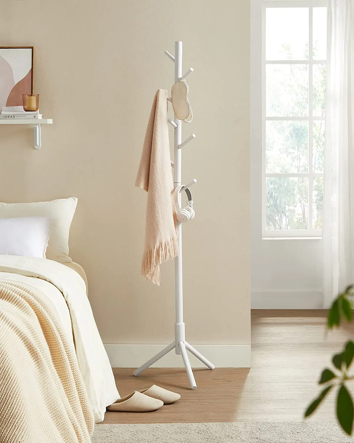 Free Standing Solid Wood Coat Rack - White