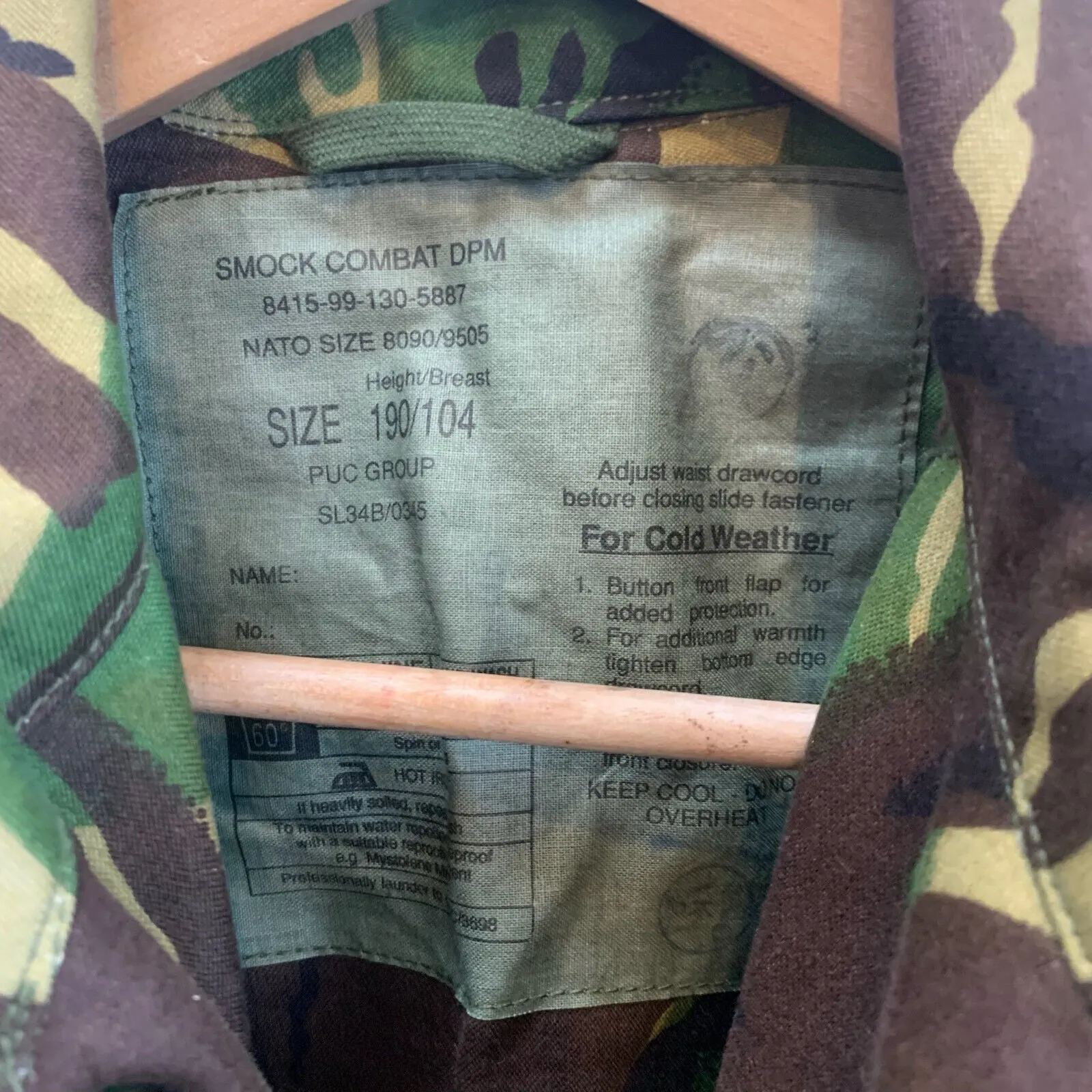 Genuine British Army Jungle DPM Camouflage Smock Combat Jacket - Size 190/104