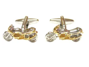 Gold and Silver Toned Dirt Bike Cufflinks