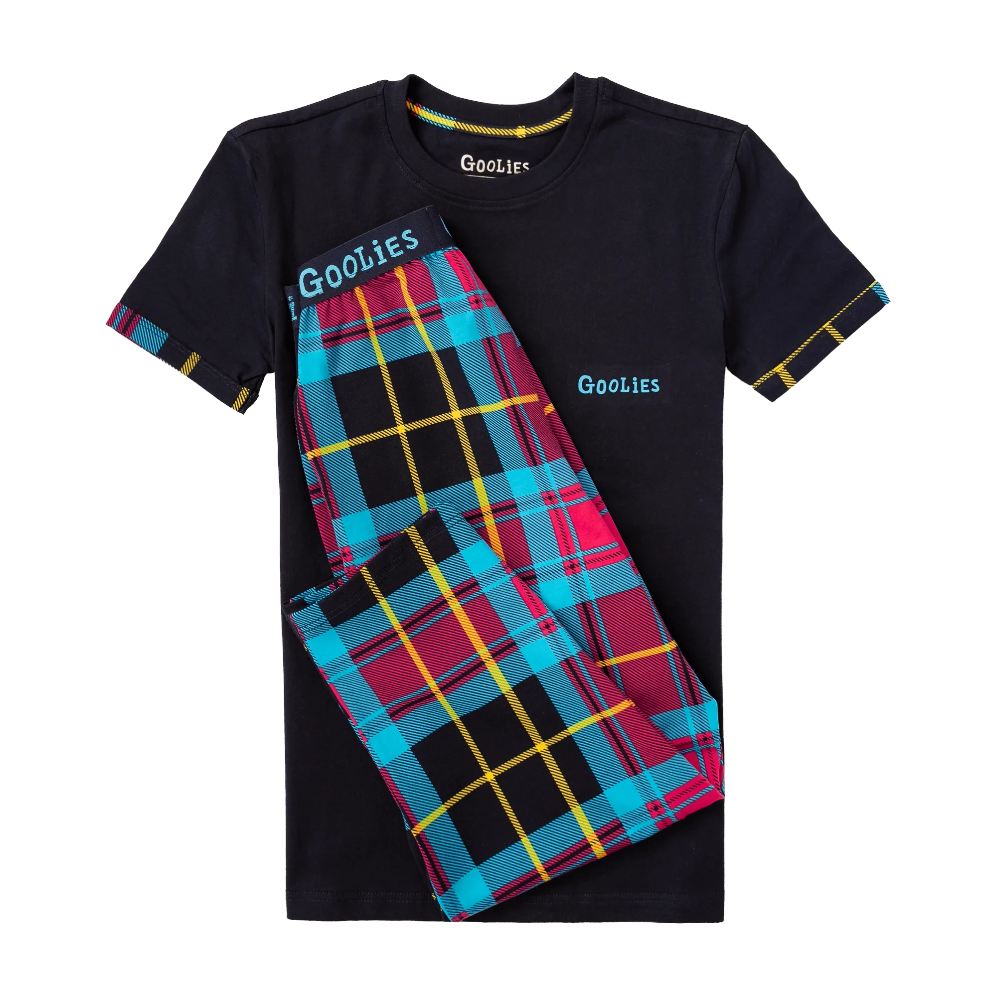 Goolies (Kids) Long Pyjamas - Tartan - Trousers & T-Shirt