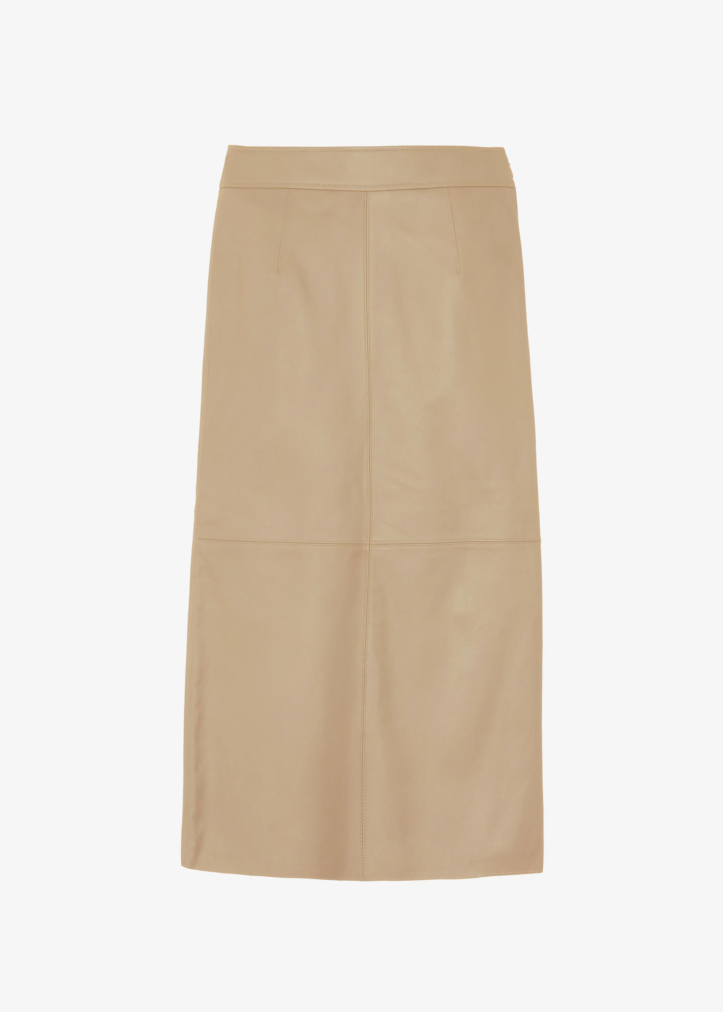 Heather Leather Pencil Skirt - Beige