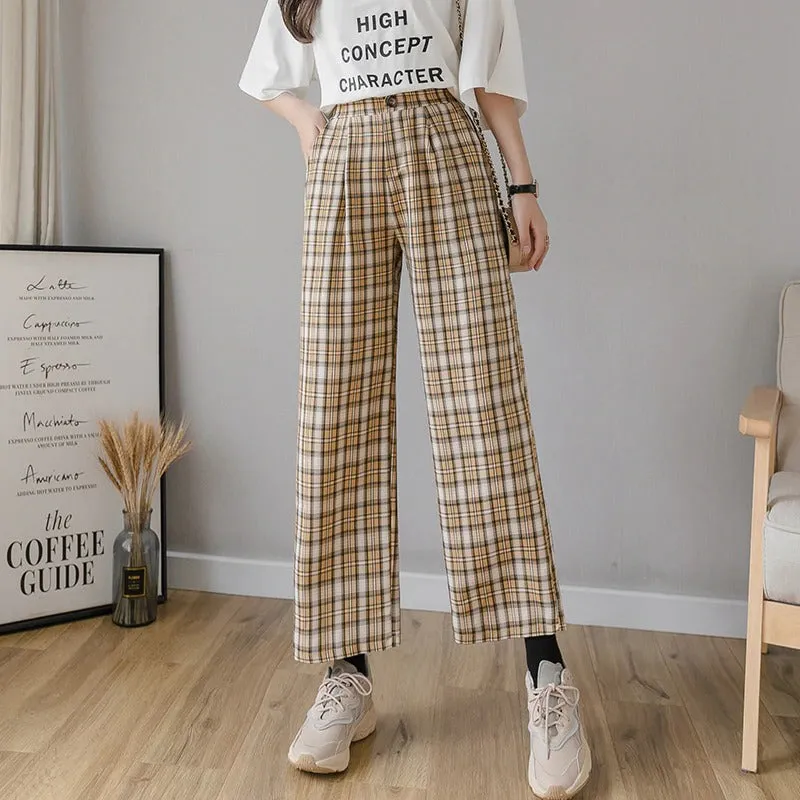 High Waiste Wide Leg Check Trouser