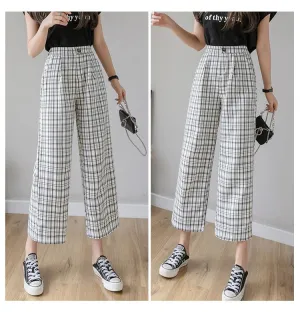 High Waiste Wide Leg Check Trouser