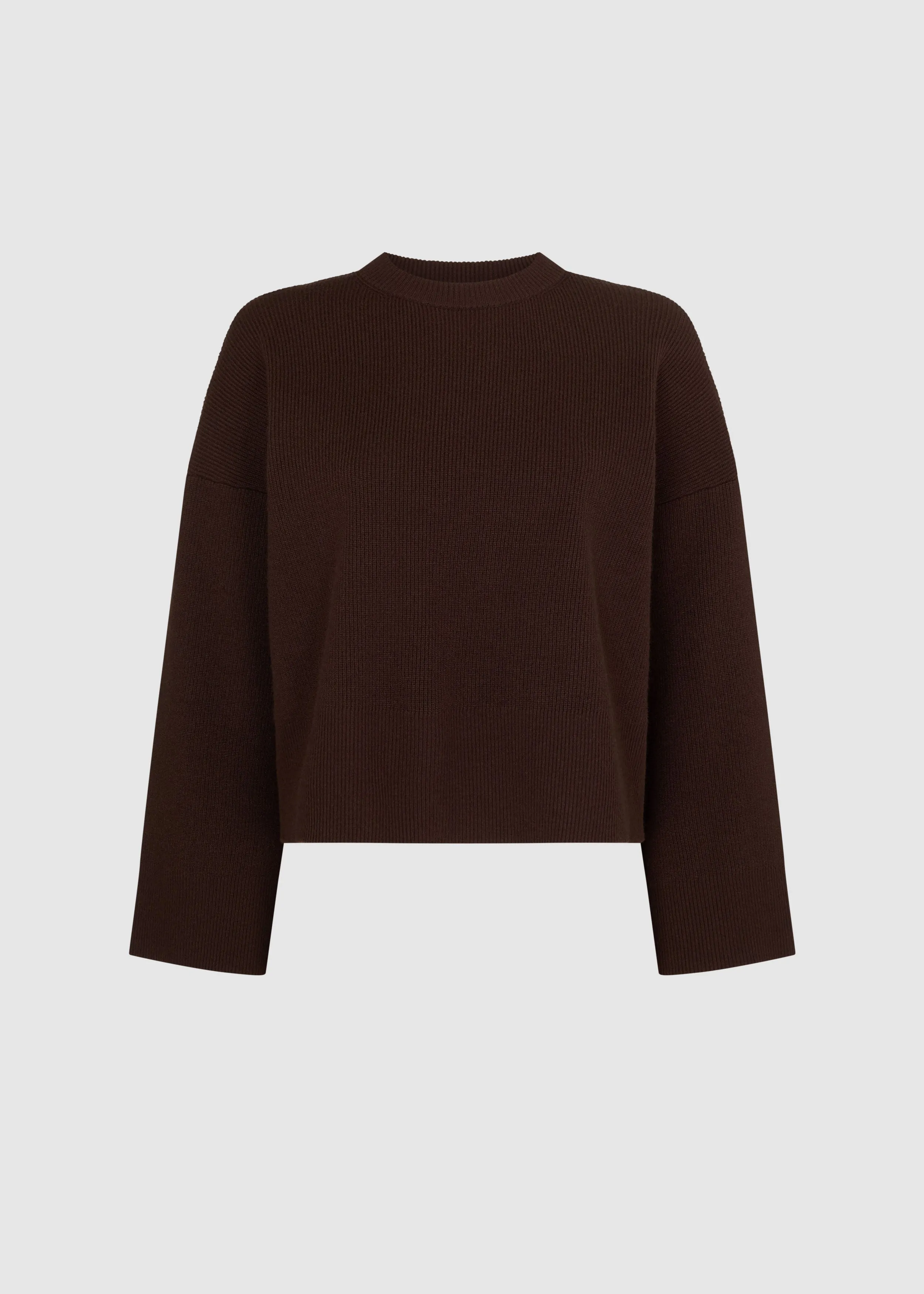 KNITTED ROUND NECK JUMPER - BROWN
