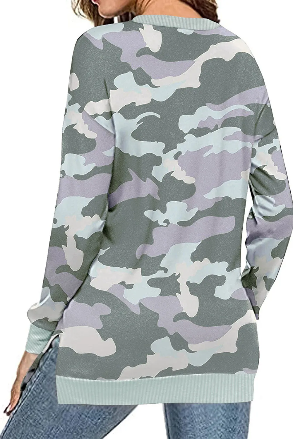 Leopard Pullover Sweatshirt with Slits