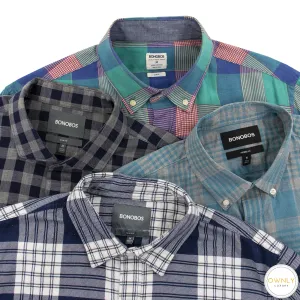 LOT of 4 Bonobos Multi Color Cotton Plaid Checked Dress Shirts M