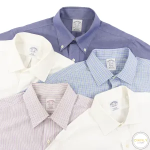 LOT of 5 Brooks Brothers Multi Color Cotton Plaid Striped Dress Shirts 15.5