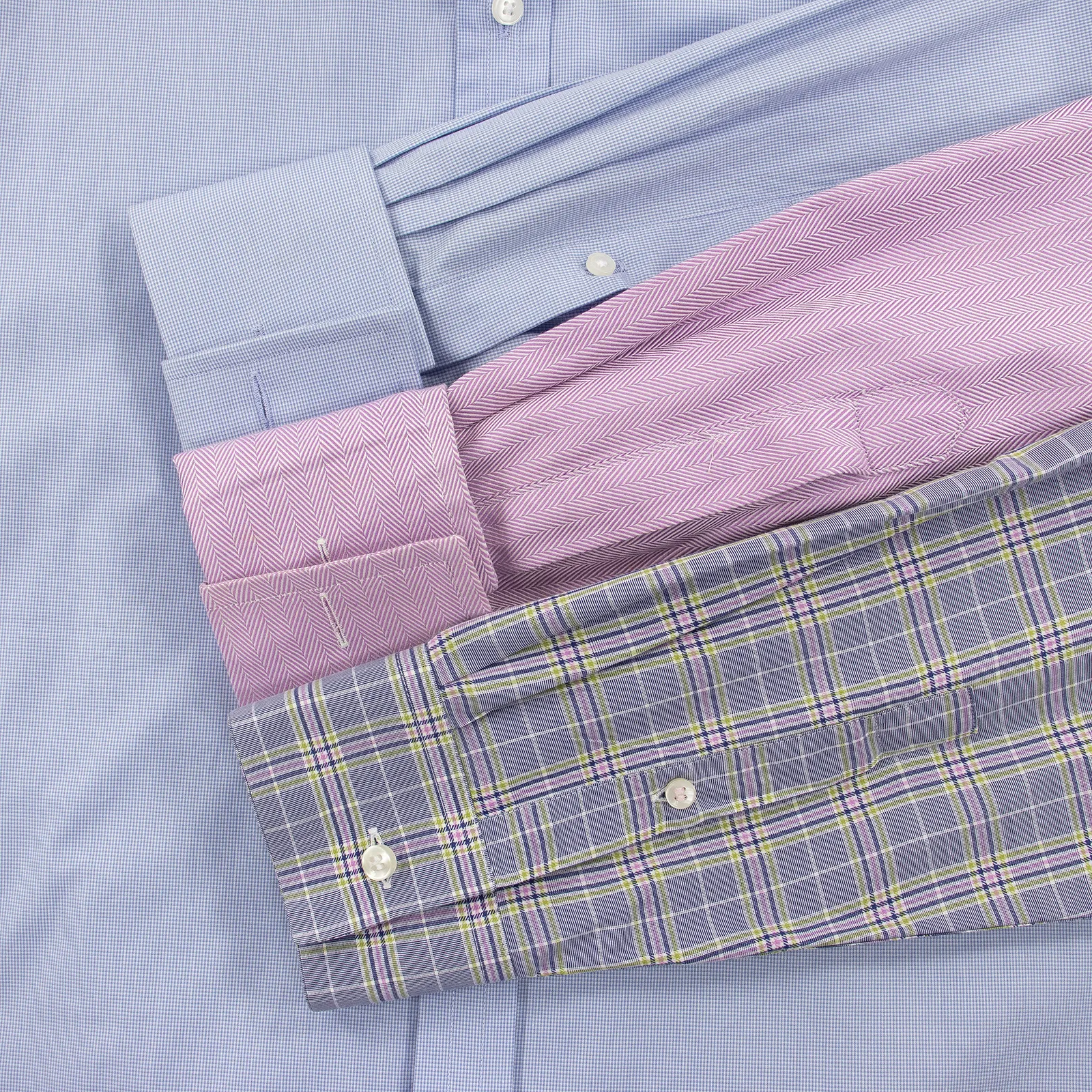 LOT of 5 Thomas Pink Multi Color Cotton Plaid Checked Dress Shirts 15