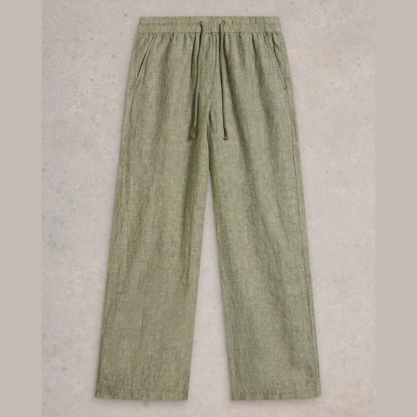 Mid Green Belle Linen Wide Leg Trouser