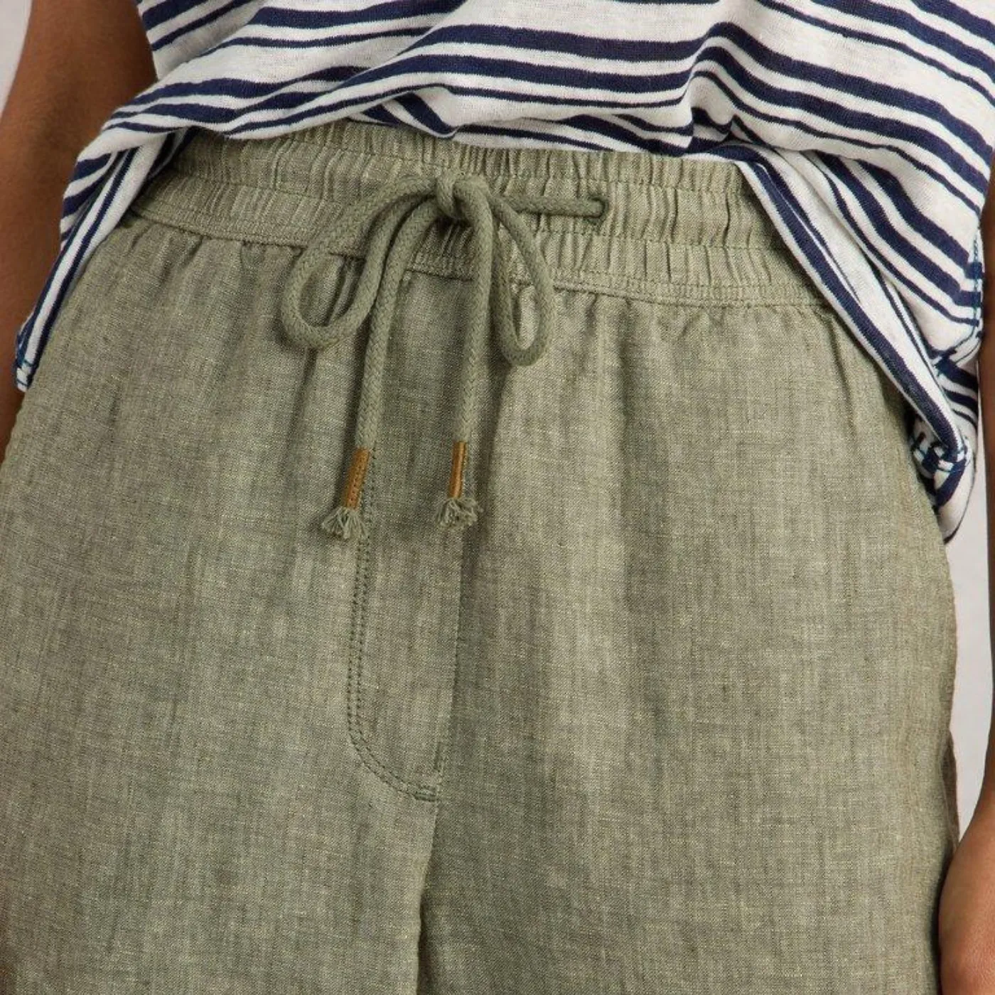 Mid Green Belle Linen Wide Leg Trouser