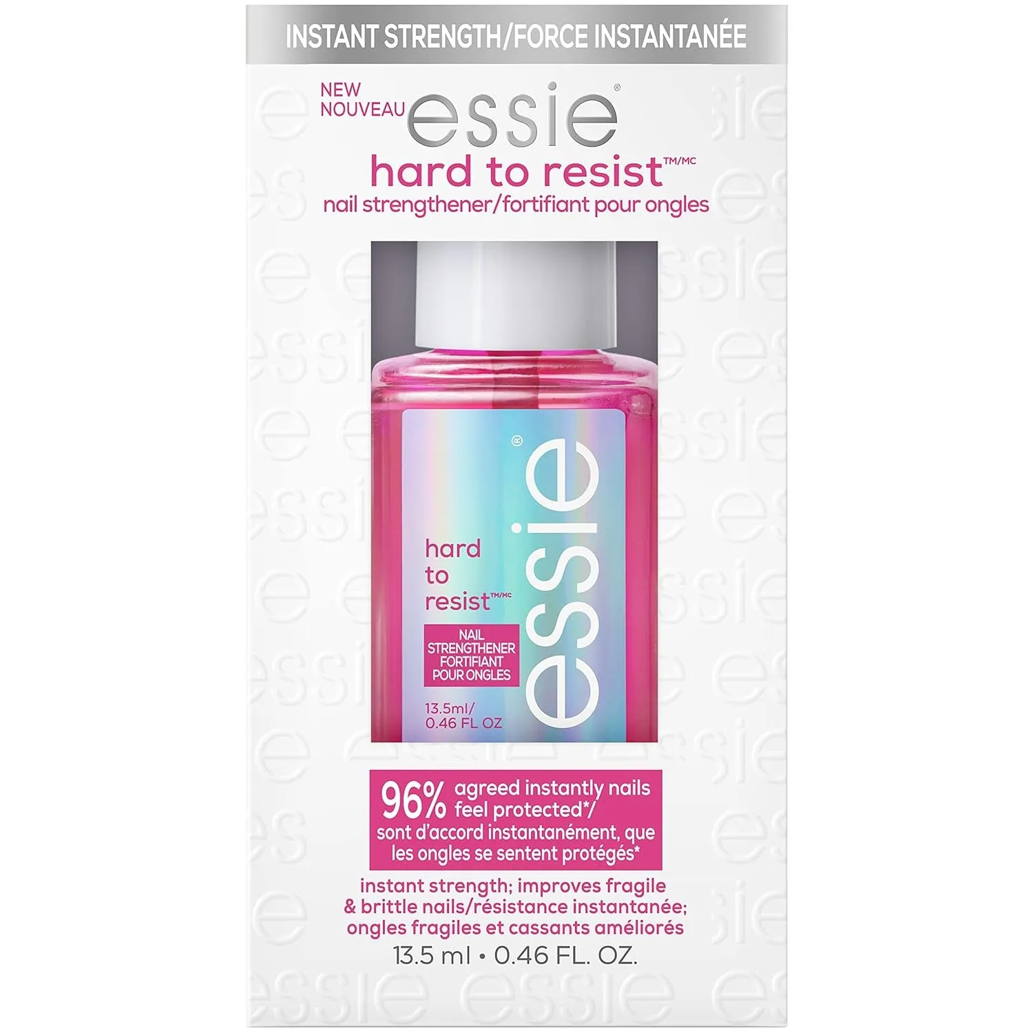 Nail Care, 8-Free Vegan, Hard to Resist Nail Strengthener, Glow and Shine, Pink Tint, 0.46 Fl Oz