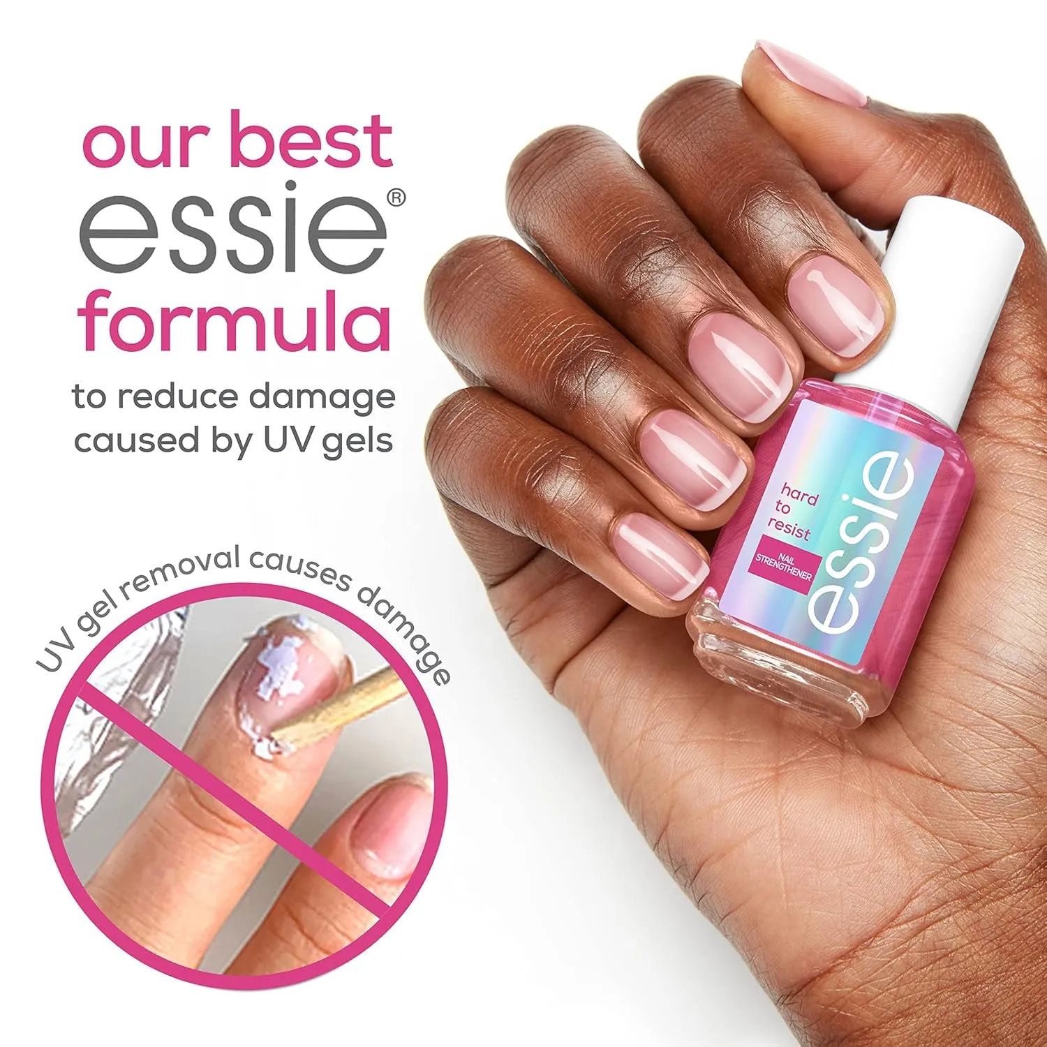 Nail Care, 8-Free Vegan, Hard to Resist Nail Strengthener, Glow and Shine, Pink Tint, 0.46 Fl Oz