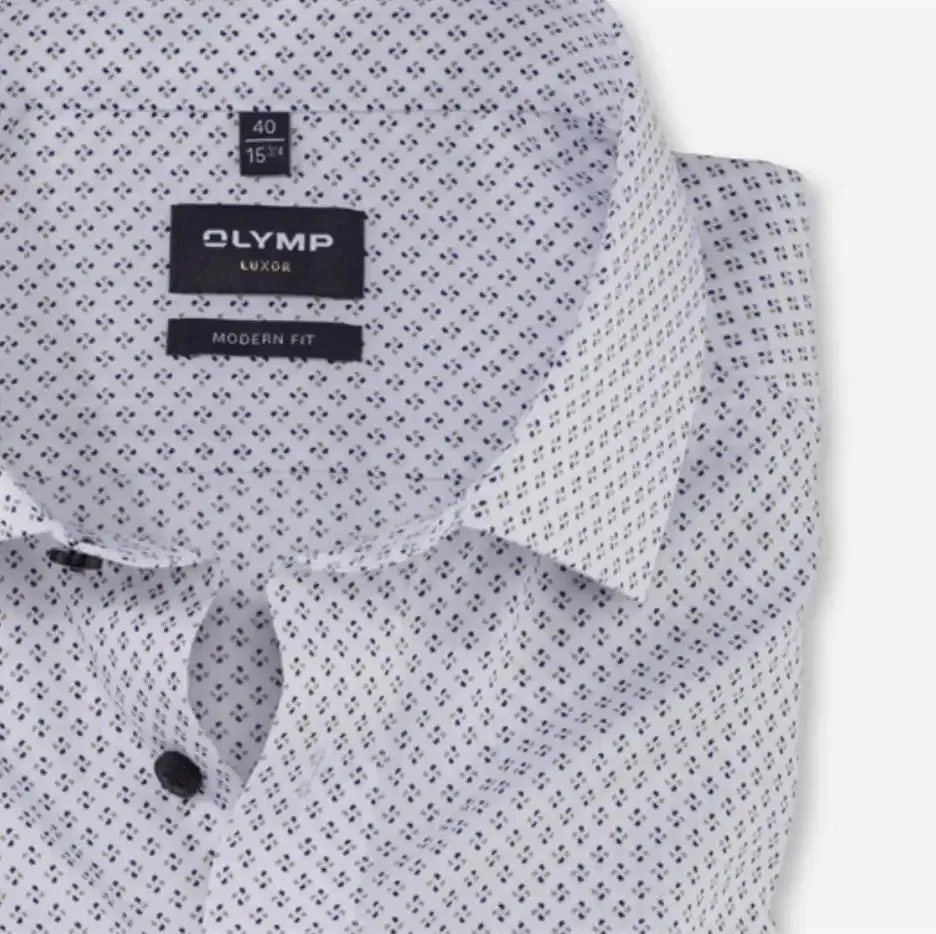 Olymp Modern Fit Shirt 1220/54/22 White/Brown/Blue Motif