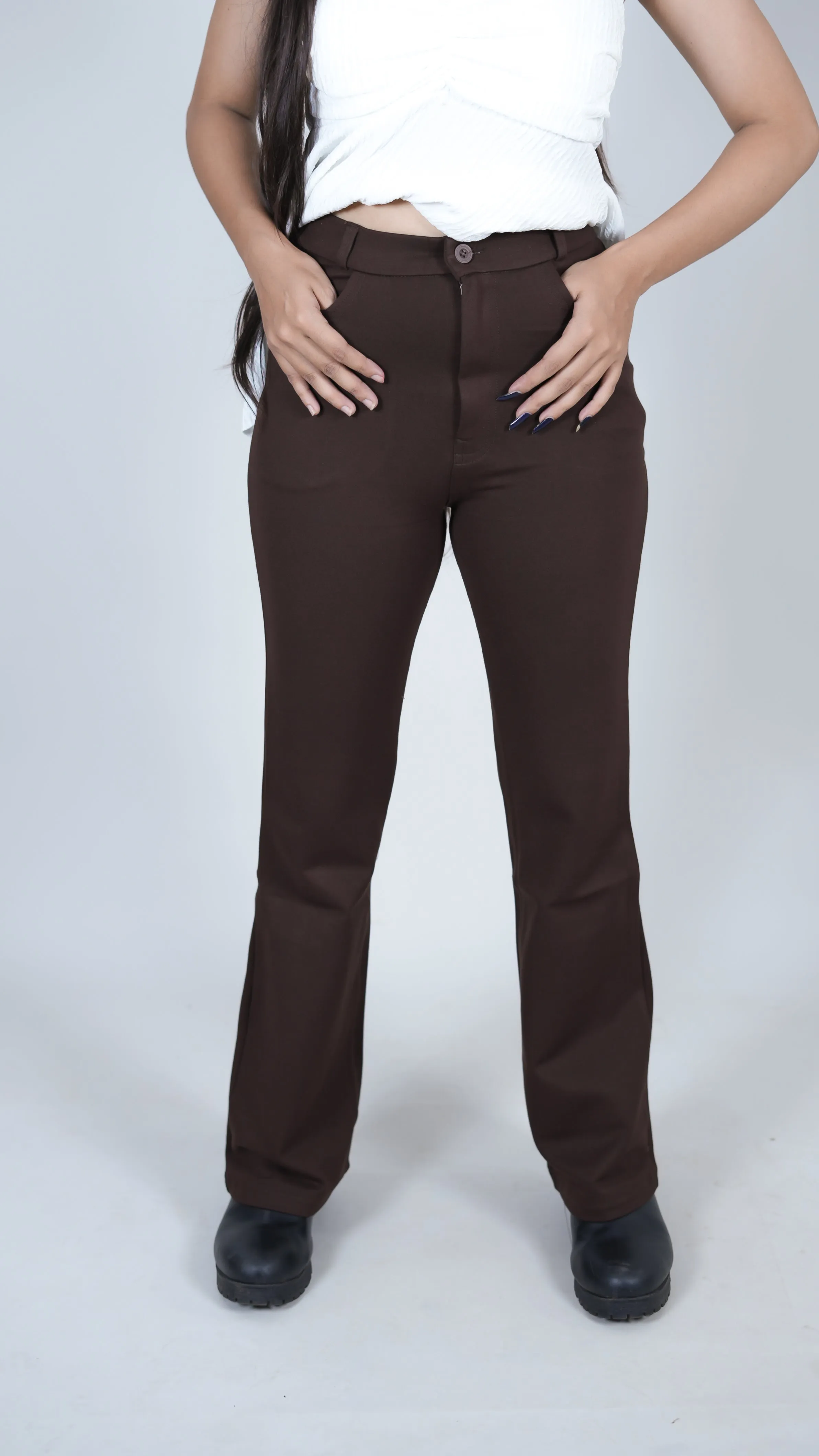 Premium flared trouser Brown Highwaist