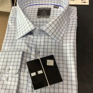 Proper Blue Pattern Long Sleeve Dress Shirt Contemporary Fit