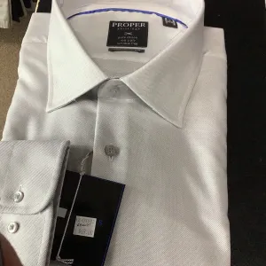 Proper Grey Birdseye Long Sleeve Dress Shirt Contemporary Fit