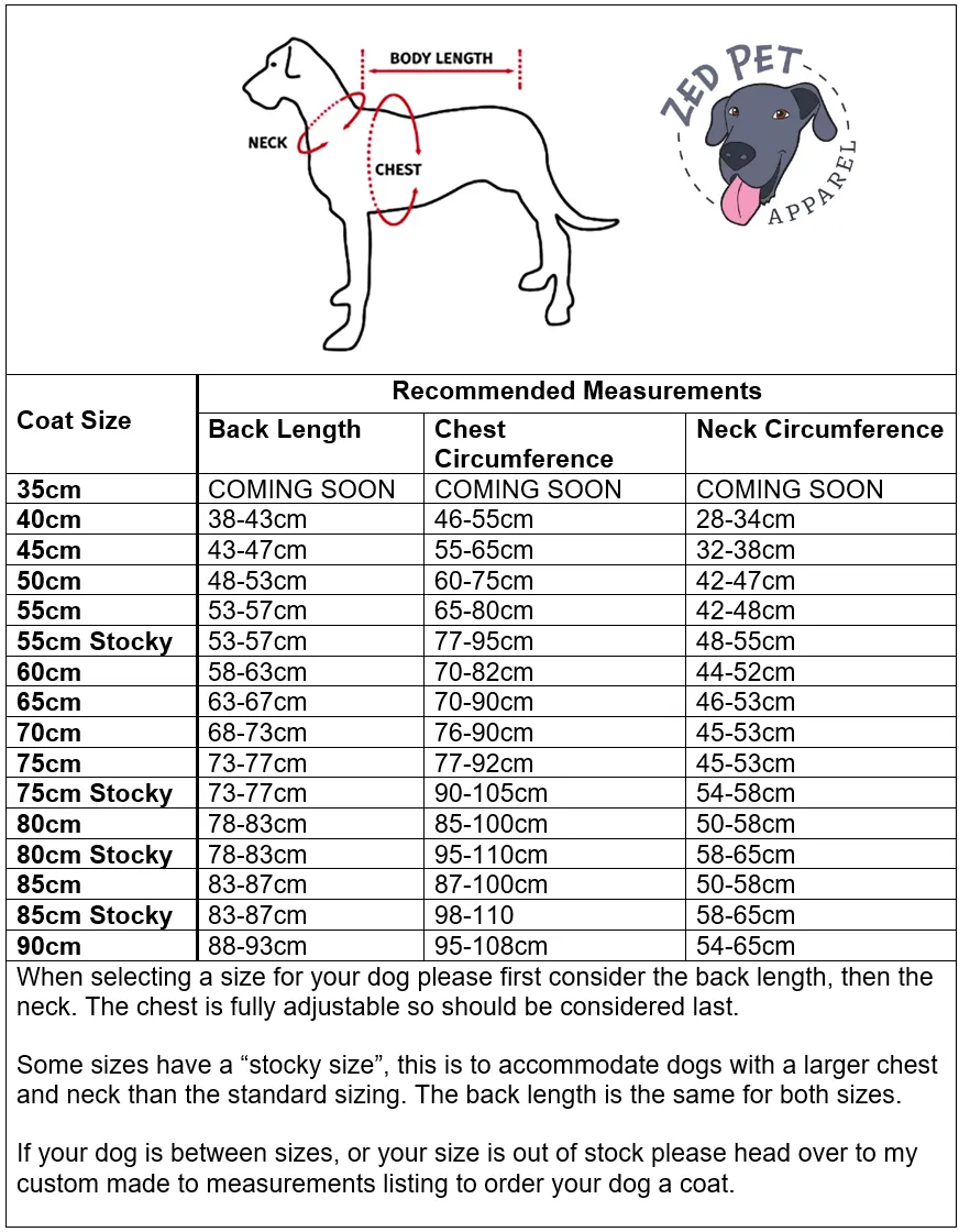 Ready Made Dog Coat - XXL (80cm and 85cm)