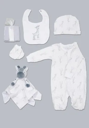 Rock-A-Bye Baby Boutique 100% Cotton Giraffe 8 Piece Layette Set - White