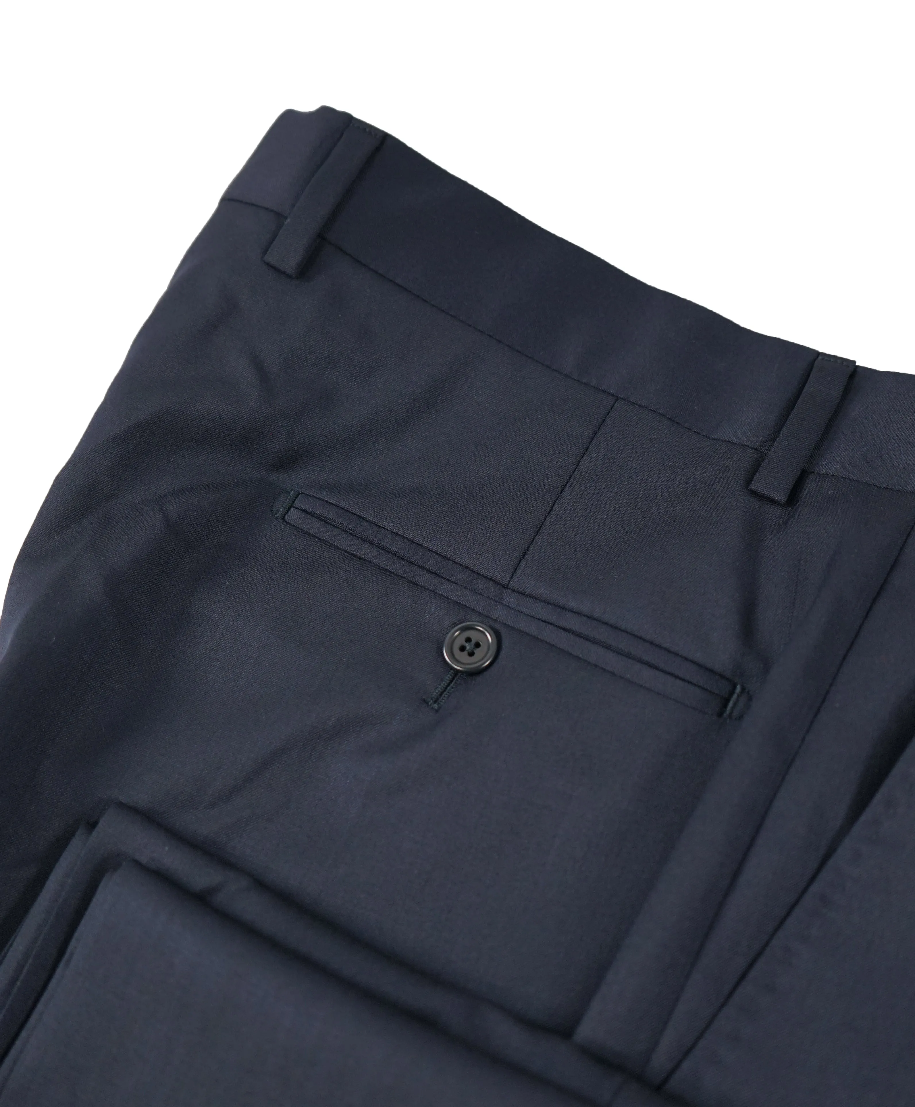 SAKS FIFTH AVE - Navy Wool / Silk MADE IN ITALY Flat Front Dress Pants -  36W
