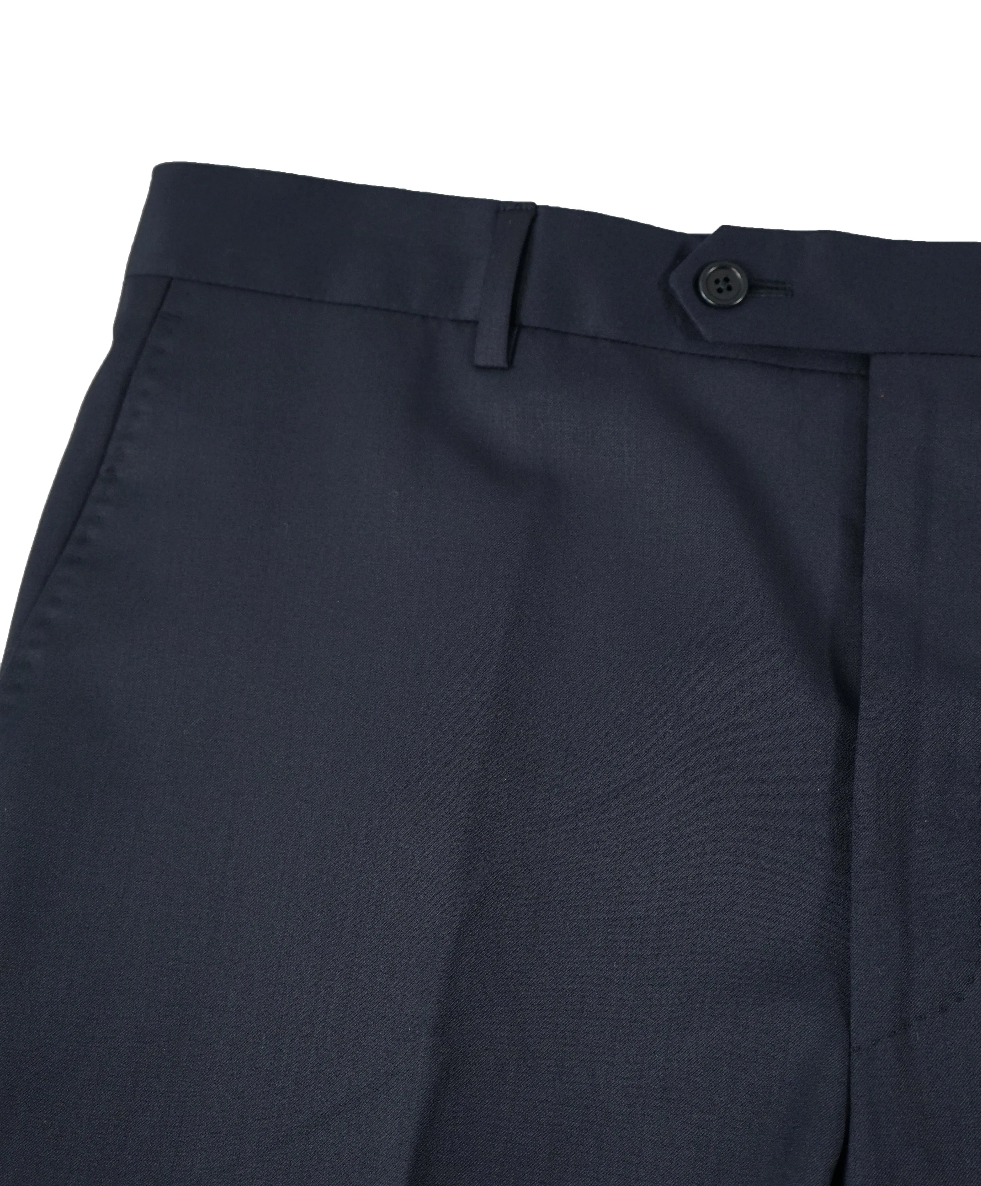 SAKS FIFTH AVE - Navy Wool / Silk MADE IN ITALY Flat Front Dress Pants -  36W